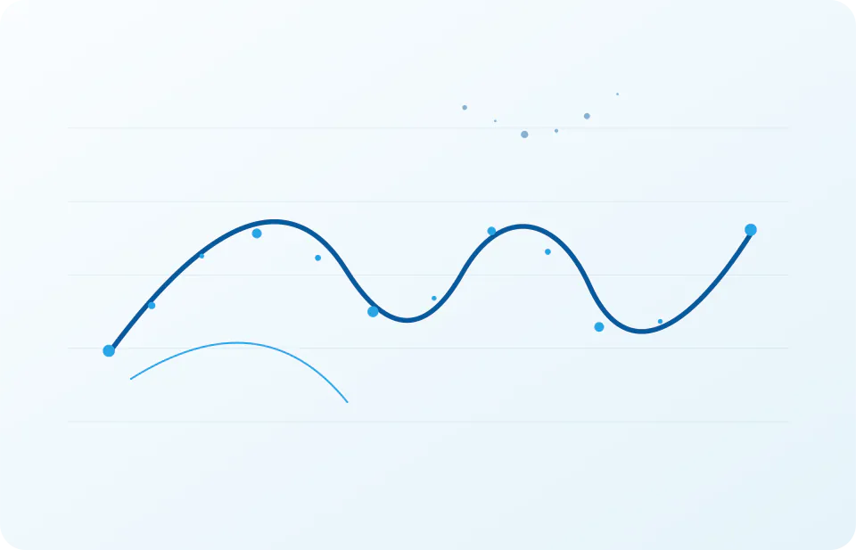 Traits bleus, points et lignes de carnet composant un chemin abstrait